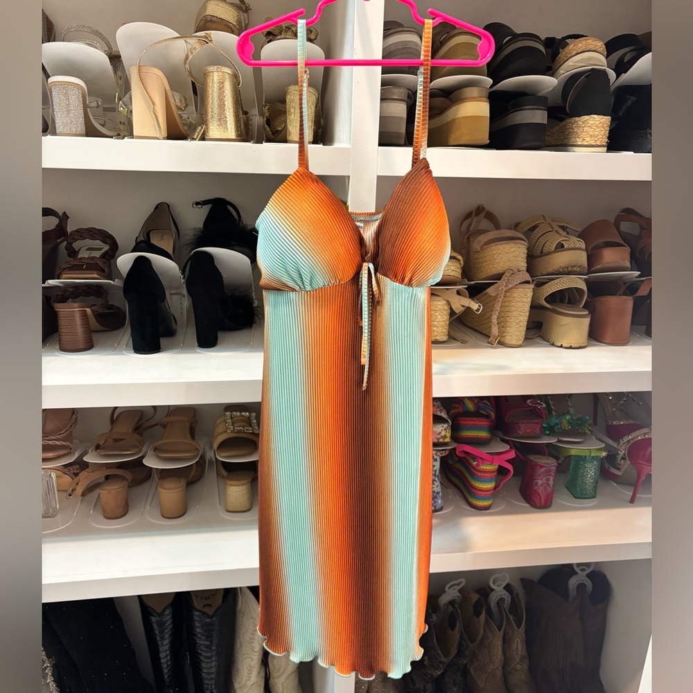 Gradient Orange and Blue Dress